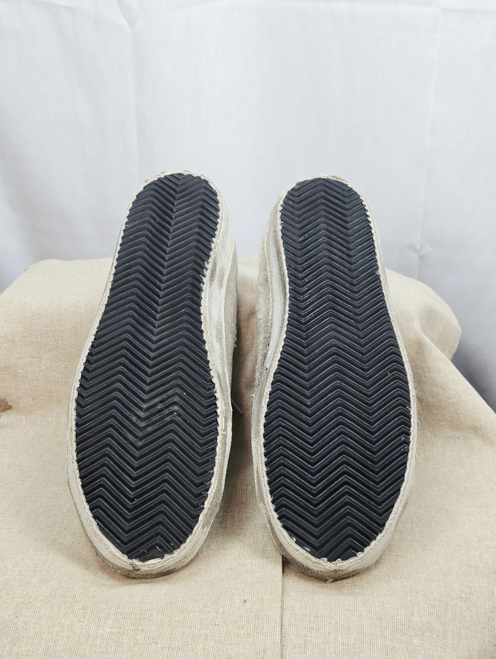 Golden Goose Superstar Distressed Linen Glitter Star Sneakers Pink Laces EU 40 - Picture 15 of 16
